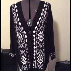 NWT-Catherine’s Black/White Sweater cardigan 2X